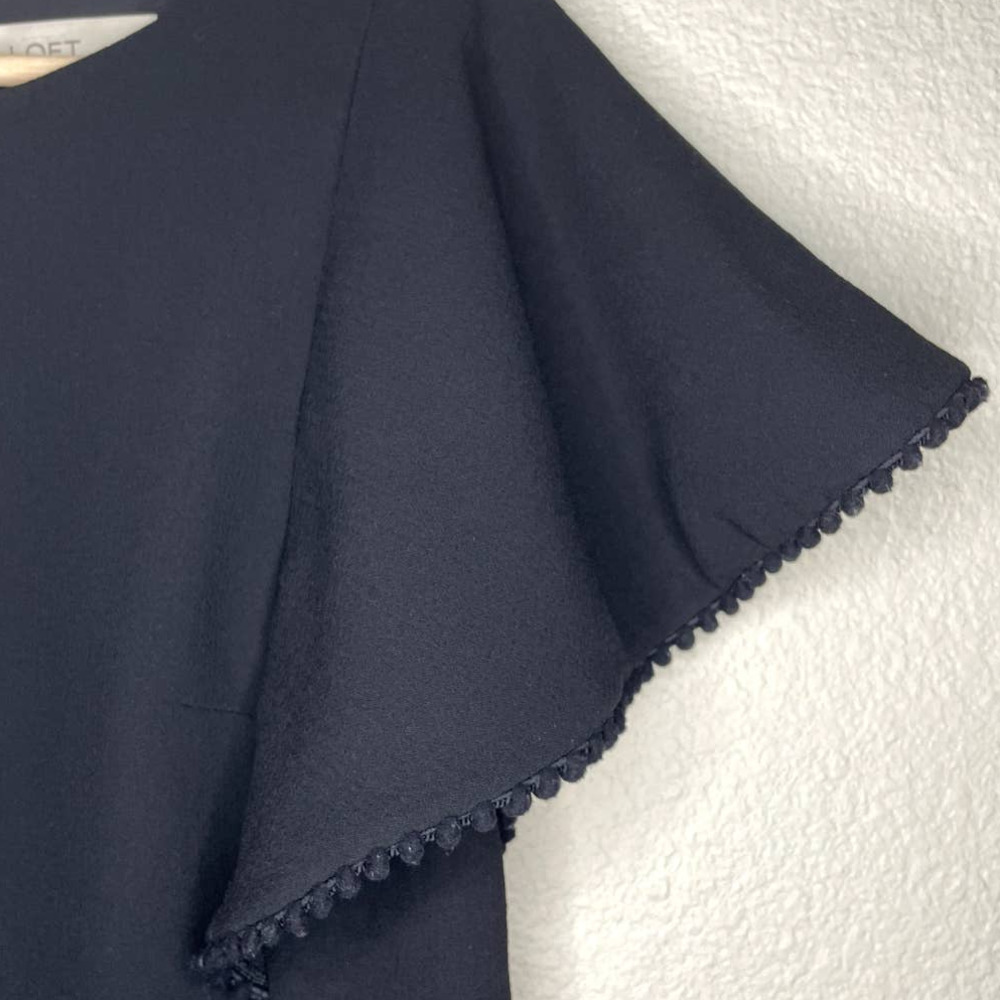 𝅺loft Dress Black Mini Dramatic Sleeve Embellished Batwing Scoop Neck Size‎ 2 - Picture 7 of 12